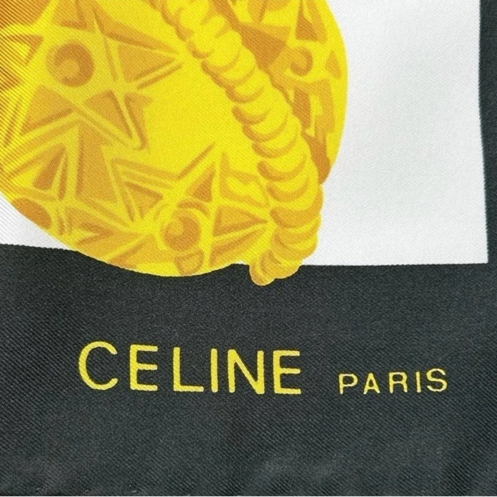 CELINE Paris Jewerly Print Scarf 100% Silk Square 26" Black New without Tag. - Picture 8 of 13